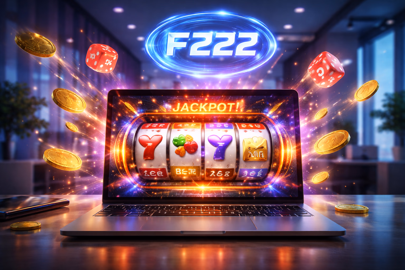 F222 Aviator crash title and casino categories showing a balanced library